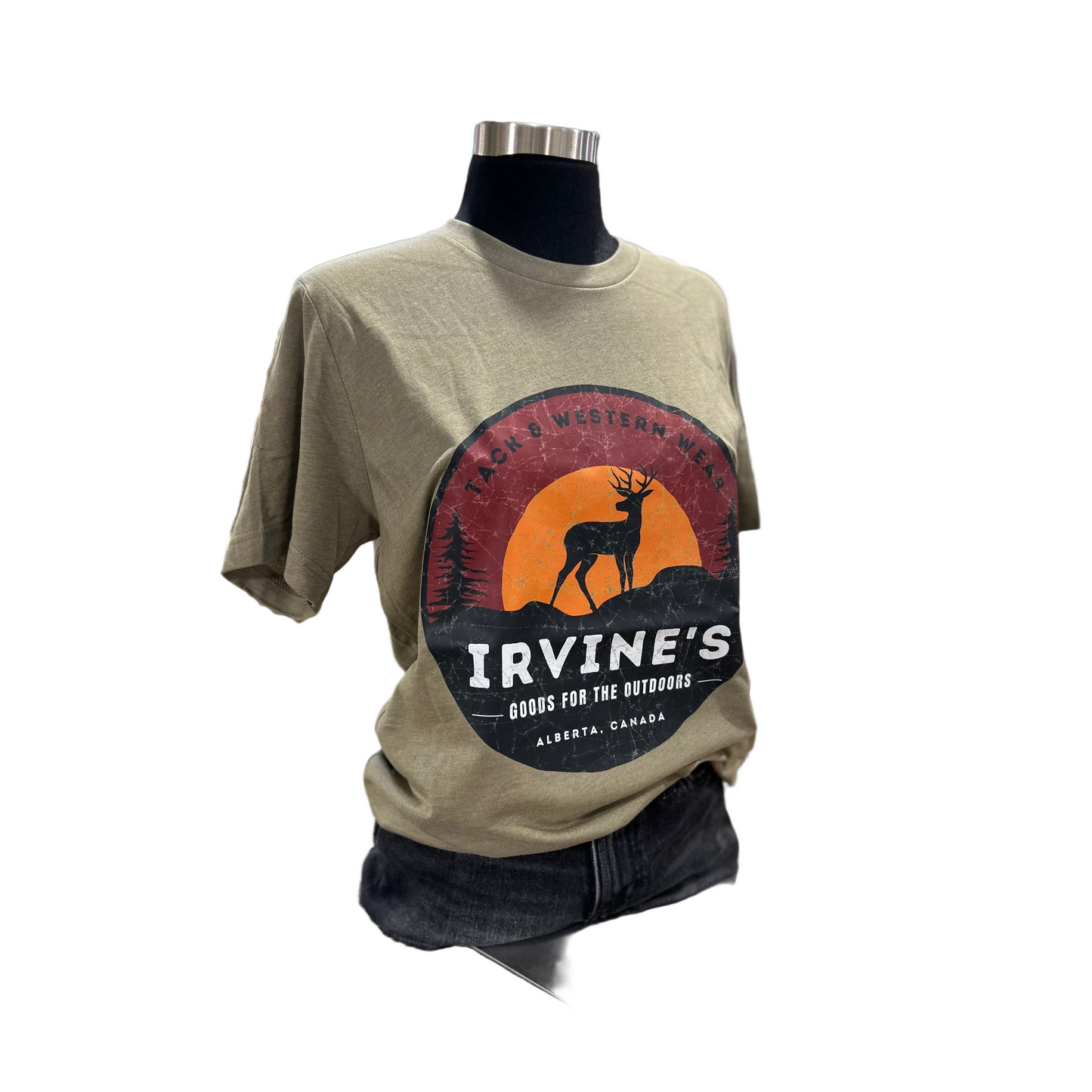 Irvine Unisex Short Sleeve "Goods for the Outdoors" T-Shirt - Heather Olive