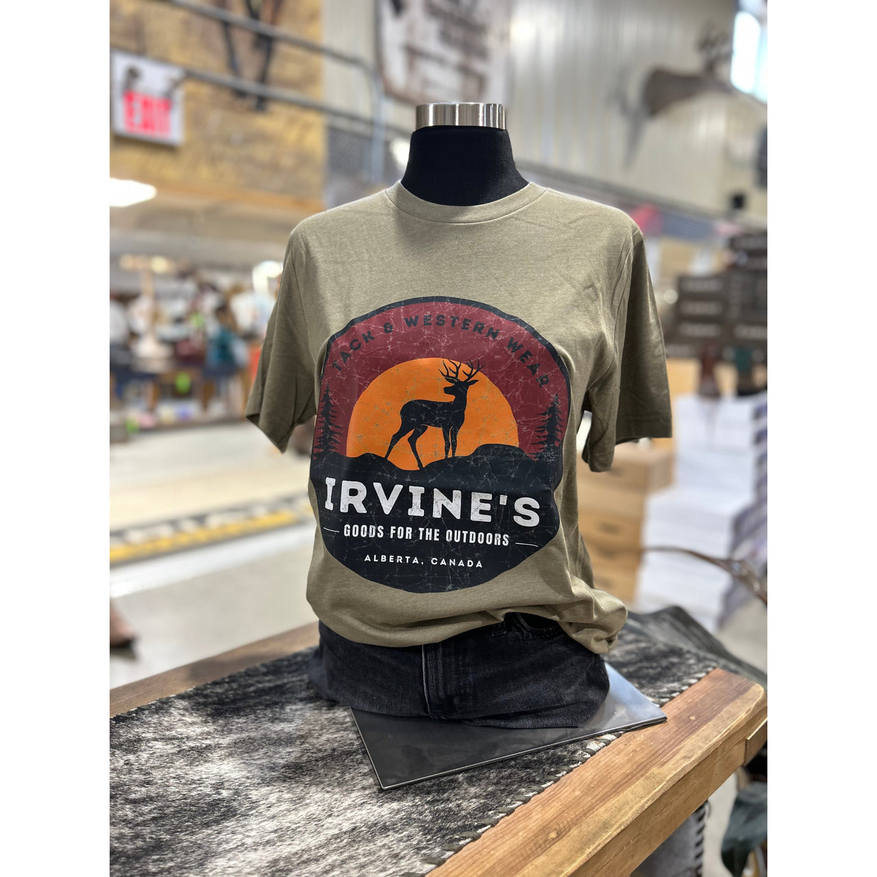 Irvine Unisex Short Sleeve "Goods for the Outdoors" T-Shirt - Heather Olive