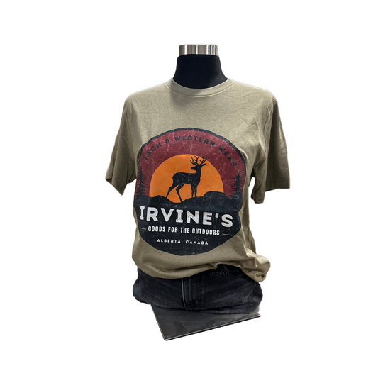 Irvine Unisex Short Sleeve "Goods for the Outdoors" T-Shirt - Heather Olive