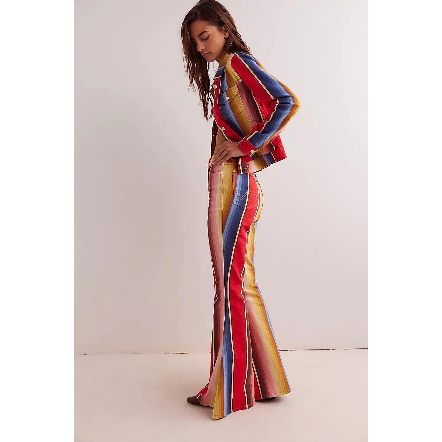 Wrangler Women's Lainey Wilson Rodeo Bell Bottoms- Multi Stripe