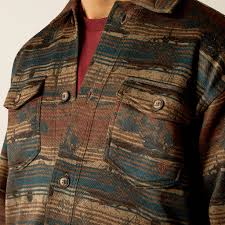 Ariat Men's Caldwell Printed Shirt Jacket- Brown