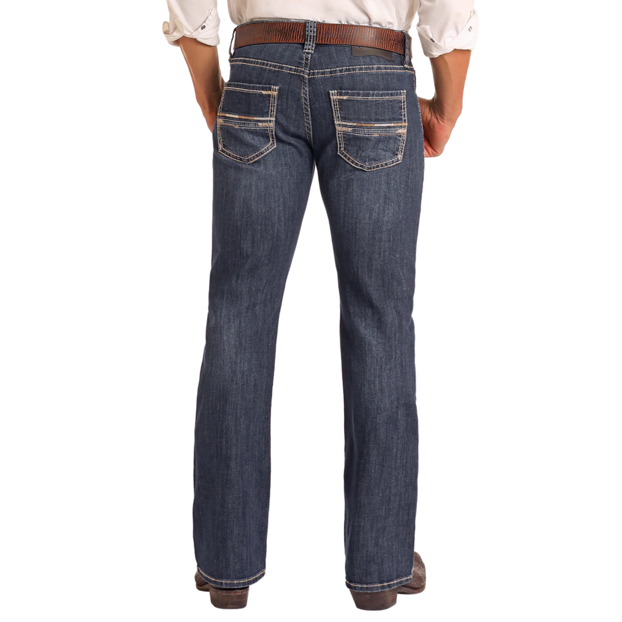 Rock & Roll Men's Raised Denim Pistol Bootcut Jeans - Dark Wash
