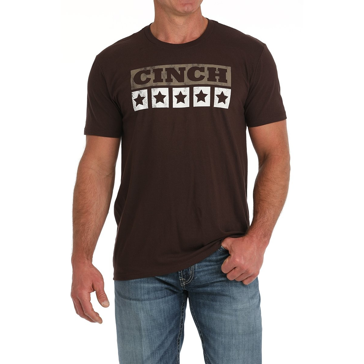 Cinch Men's Short Sleeve Tee Shirt- Brown