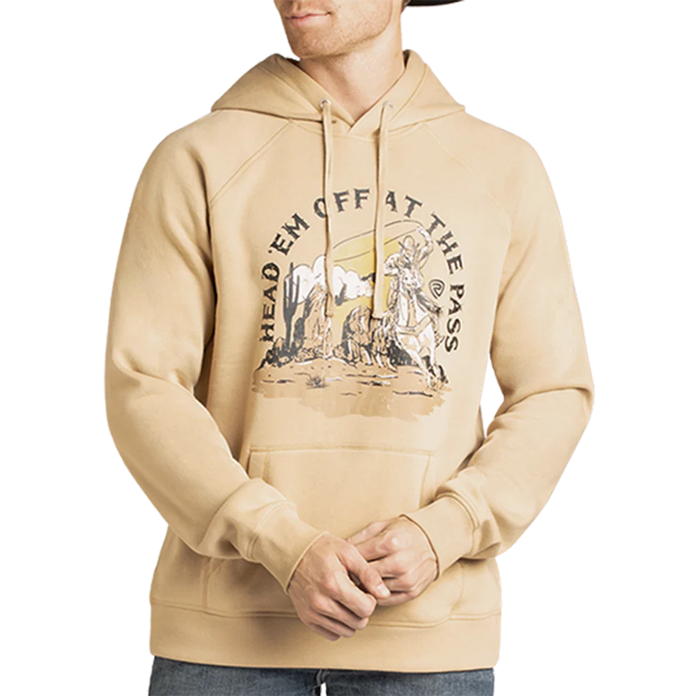 Rock & Roll Men's Long Sleeve Cowboy Graphic Hoodie - Tan