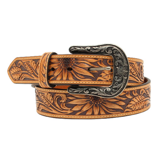 Nocona Ladies Sunflower Embroidered Belt - Tan