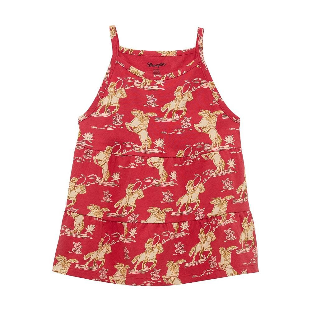 Wrangler Girl's Sleeveless Knit Tank- Red/White