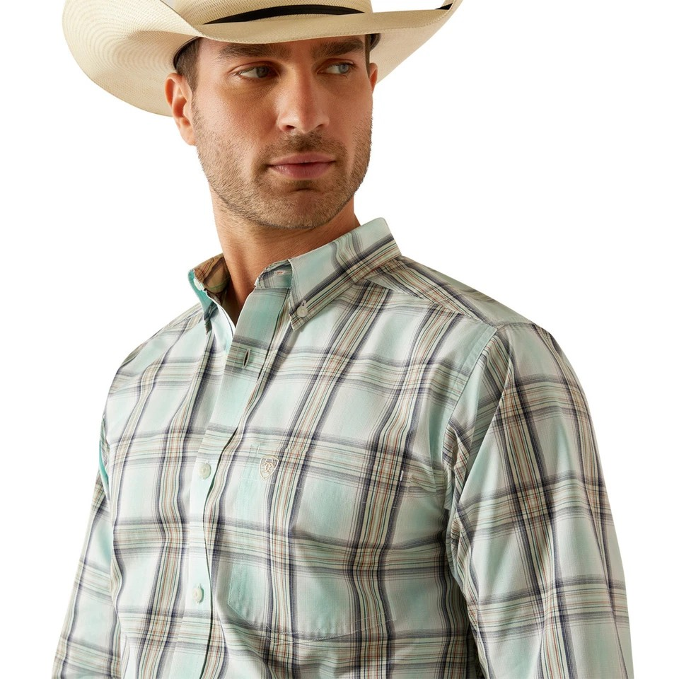 Ariat Men's Long Sleeve Pro Series Corban Fitted  Shirt- Mint