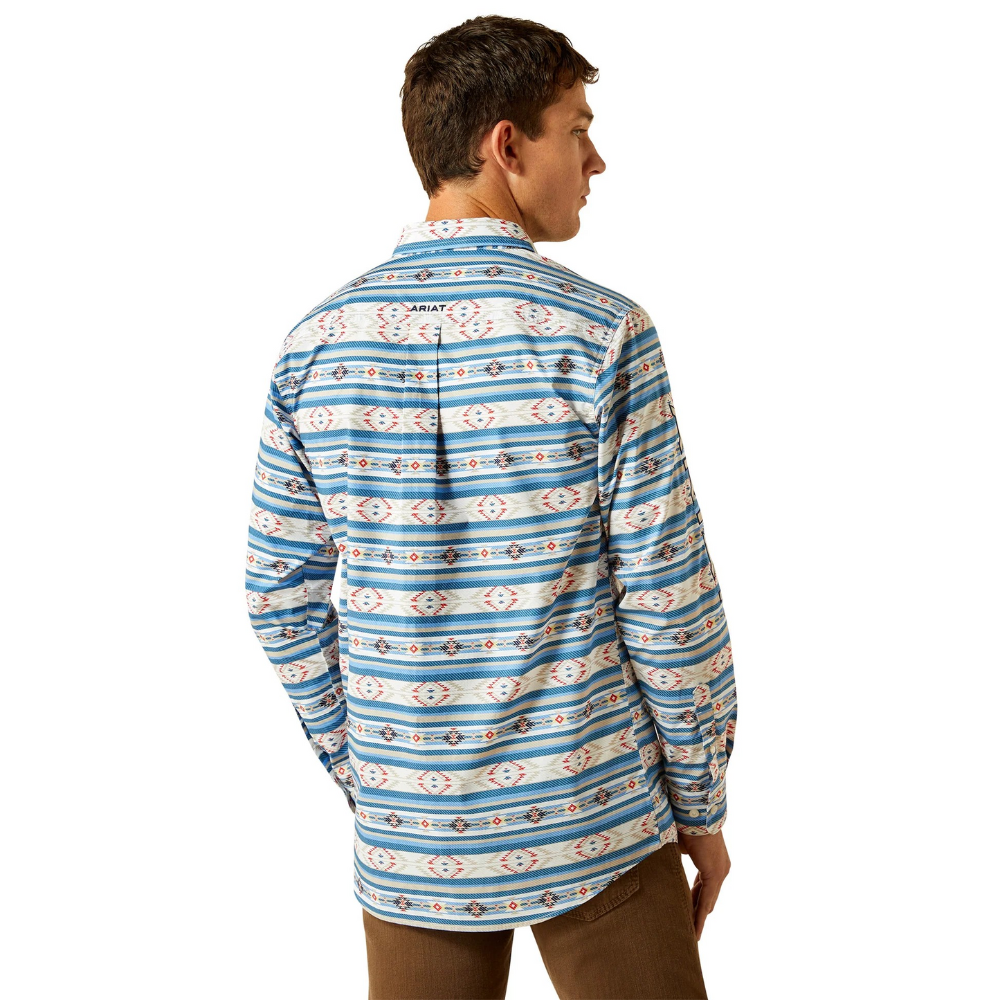 Ariat Men's Long Sleeve Team Albert Fitted Shirt - Dark Teal/Khaki