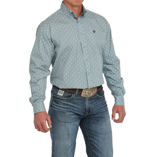 Cinch Men's Long Sleeve Print Shirt- Green