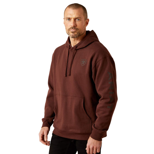 Ariat Men's Logo Long Sleeve Hoodie- Deep Mahogany