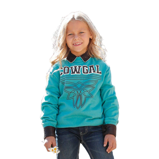 Cinch Girl's Long Sleeve Sweatshirt- Turquoise
