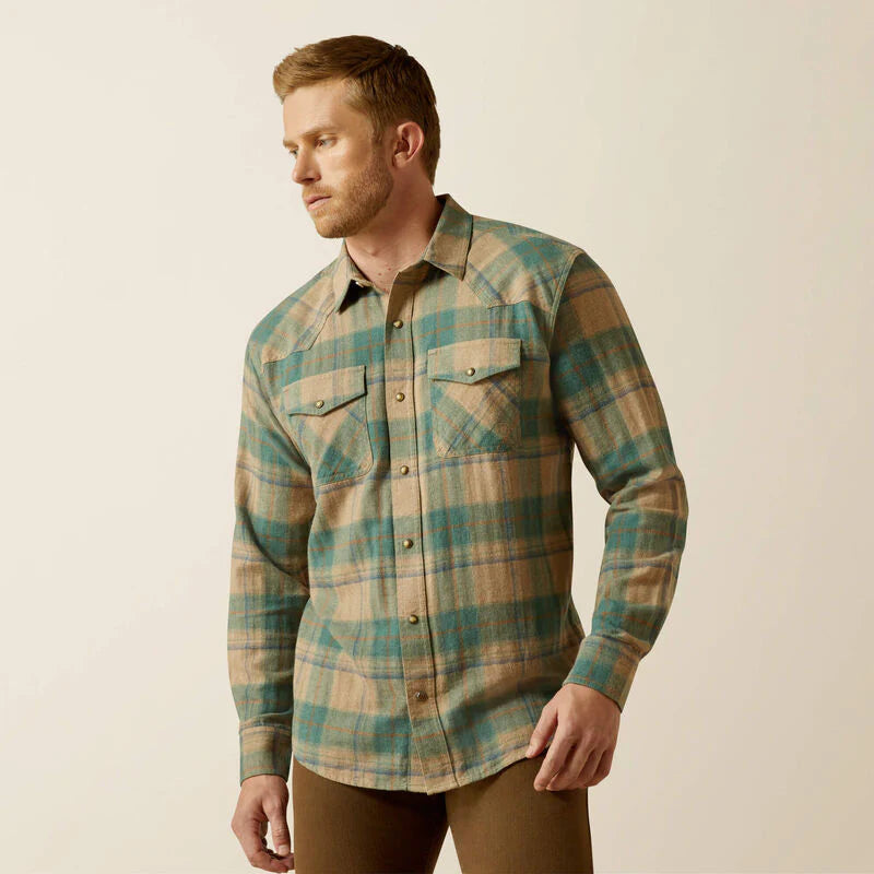 Ariat Men's Huxlee Retro Fit Long Sleeve Shirt - Teal