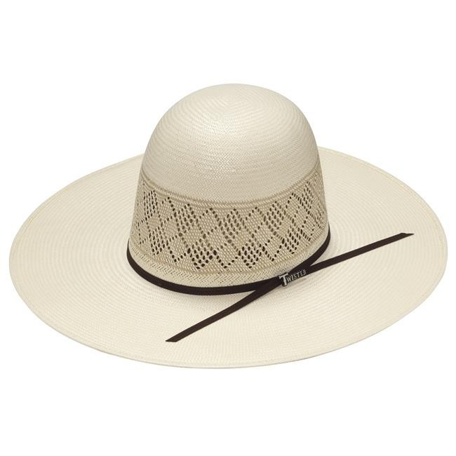 Twister 20X Shantung Open Crown Straw Hat - Ivory/Tan