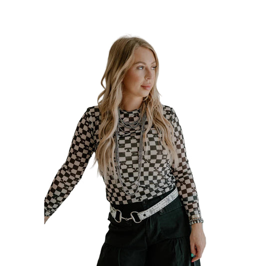 2 Fly Women's Slang N Bang Long Sleeve Mesh Top - Black/White