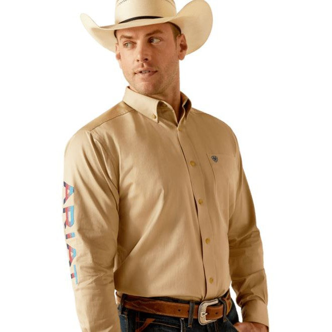 Ariat Men's Long Sleeve Team Logo Twill Shirt- Khaki