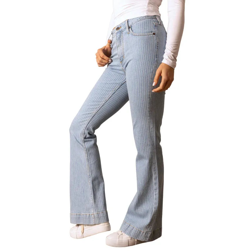 Kimes Women's Crystal Striped Denim Jeans - Light Wash