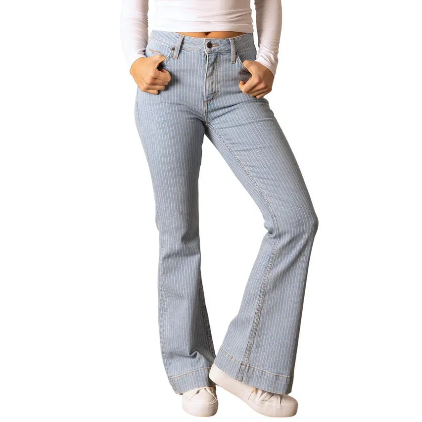 Kimes Women's Crystal Striped Denim Jeans - Light Wash