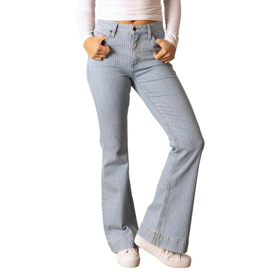 Kimes Women's Crystal Striped Denim Jeans - Light Wash