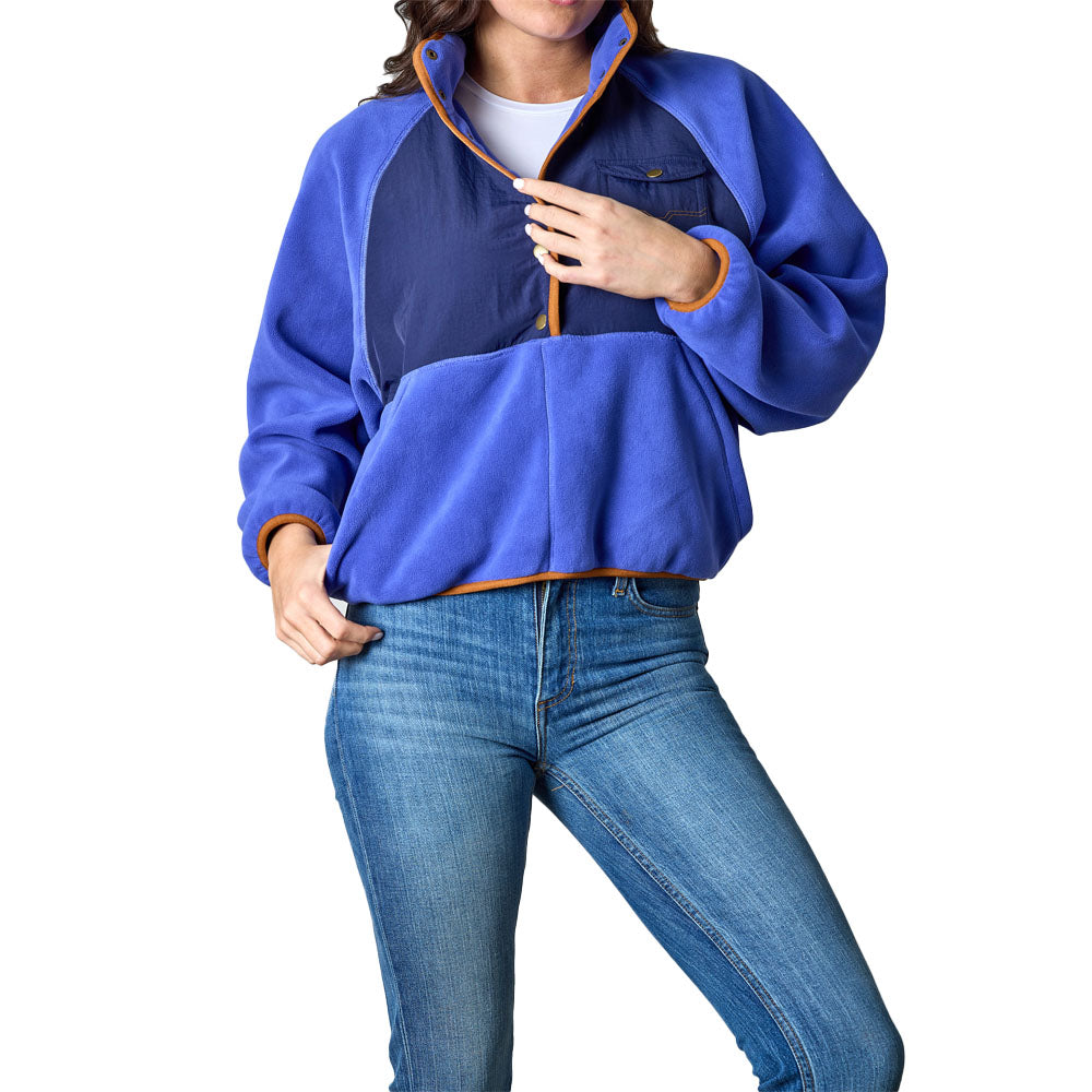 Kimes Women's Long Sleeve Josie Snap Fleece Pullover- Multiple Colours