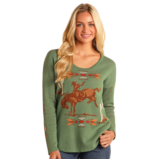 Panhandle Women's Bronco Light Weight Sweater - Olive