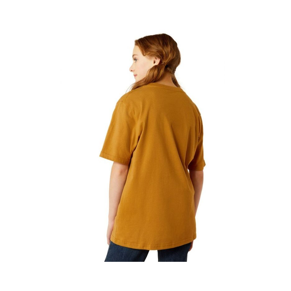 Ariat Girl's Highlander Short Sleeve Tee Shirt- Harvest Gold