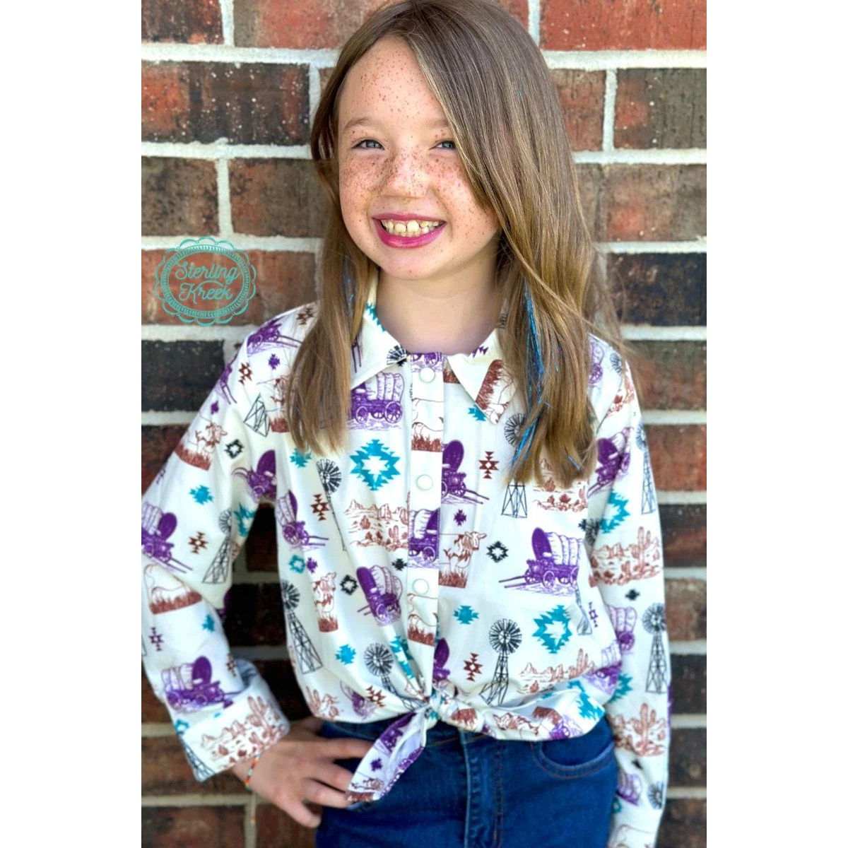 Sterling Kreek Girl's Ranchy & Rad Long Sleeve Shirt - Ivory