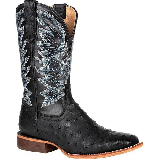 Durango Men's Black 12" Western Black Onxy Ostrich Boot