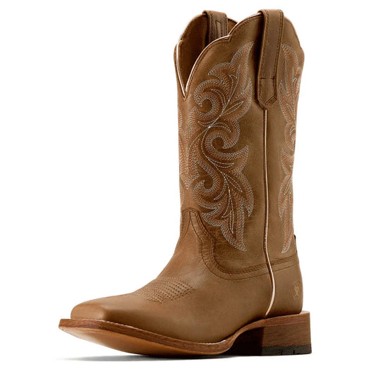 Ariat Women's County Lane Wide Square Toe Western Boot- Natural Tan - Irvine Tack & Western Wear