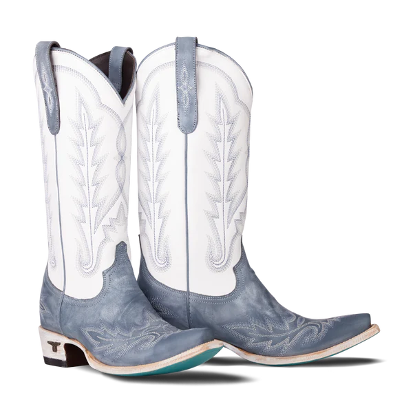 Lane Boots Women's Lexington Boot- Washed Denim/Matte White