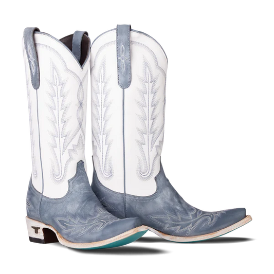 Lane Boots Women's Lexington Boot- Washed Denim/Matte White