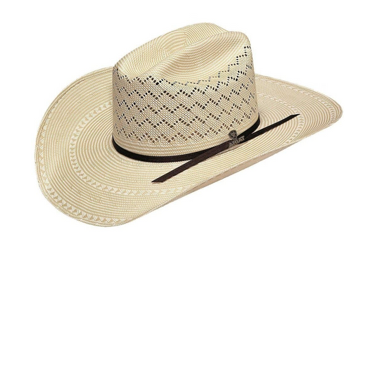 Ariat 20X Straw Western Hat - Ivory/Chocolate Band