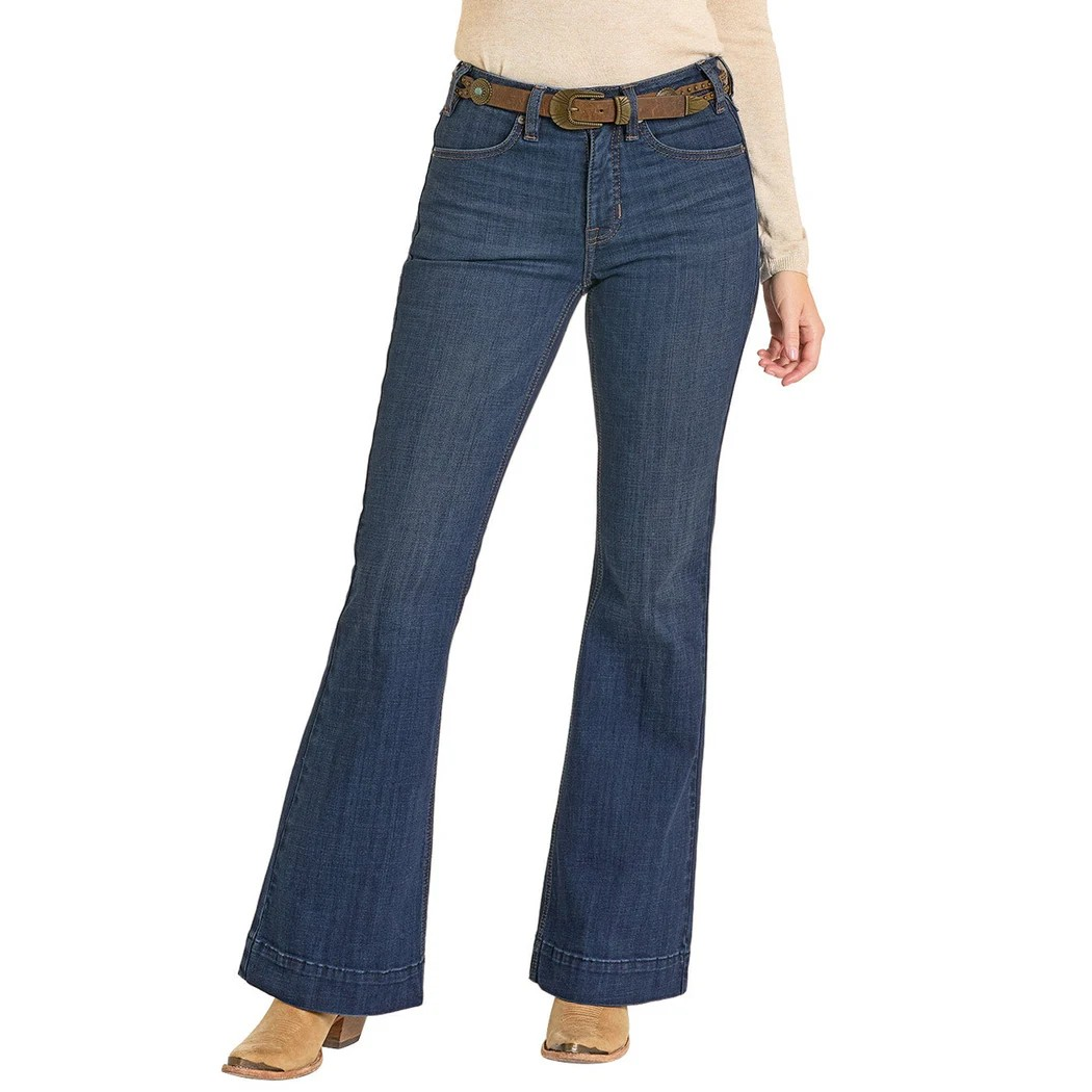 Rock & Roll Women's Boot Stitch High Rise Trouser Jean - Dark Wash
