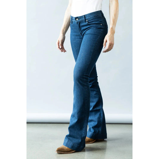 Kimes Women's Lola Mid Rise Trouser Jeans - Dark Indigo