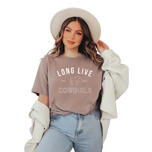 Blonde Ambition Women's Short Sleeve Long Live Cowgirls Tee Shirt-Heather Mauve