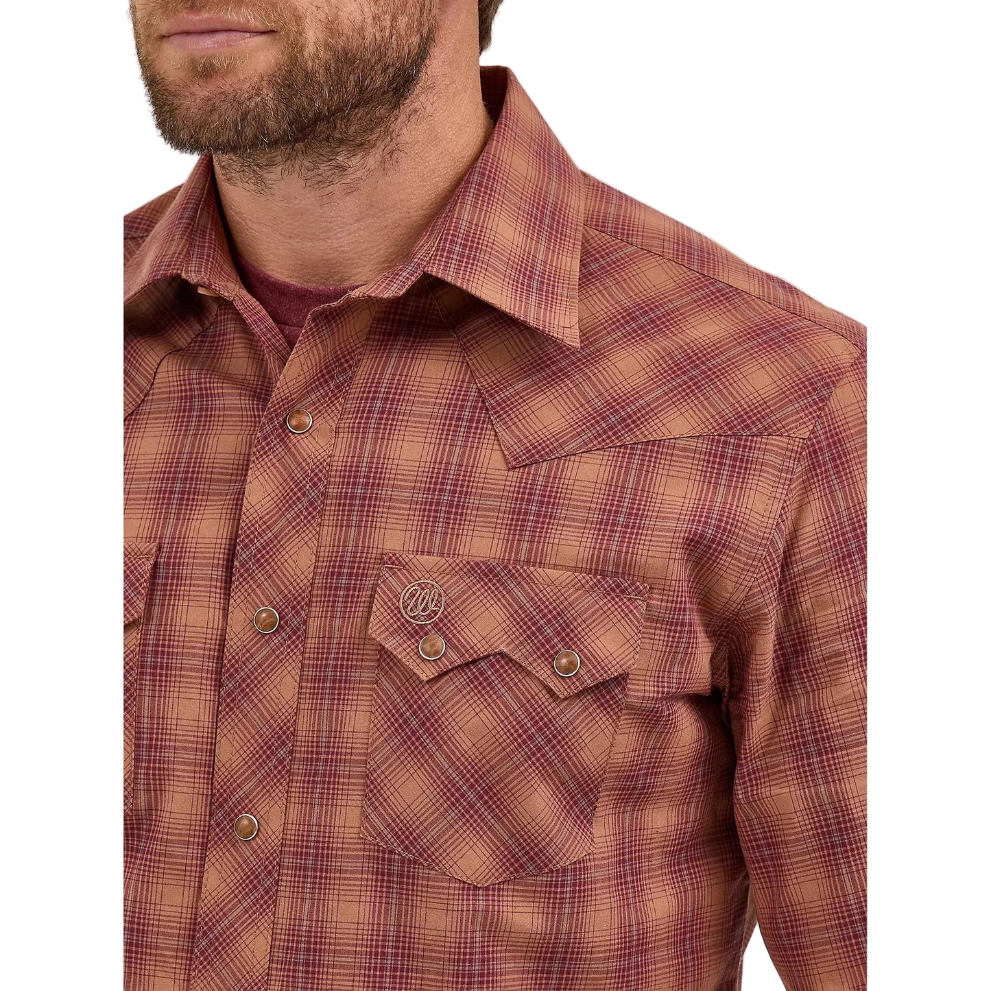 Wrangler Men's Retro Western Sawtooth Snap Pocket Long Sleeve Shirt - Harvest Plaid