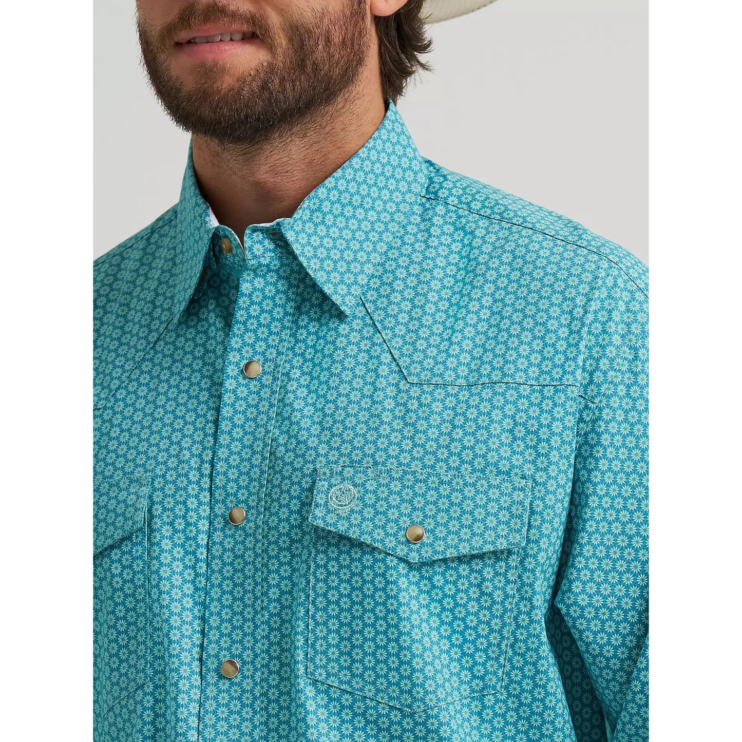 Wrangler Men's Wrangler George Strait Troubadour LS Shirt - Aqua Bursts