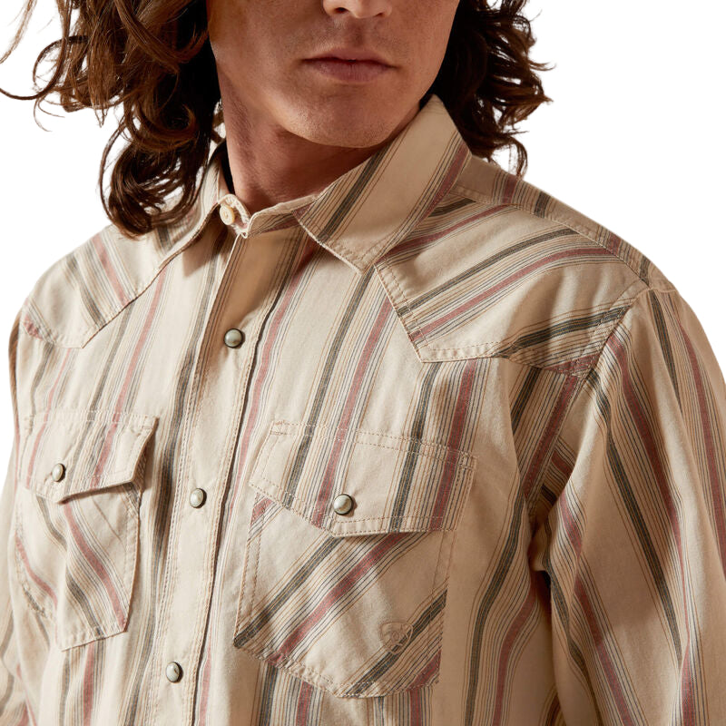 Ariat Men's Hines Retro Fit Long Sleeve Snap Shirt - Off White