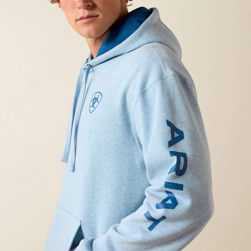 Ariat Men's Logo Long Sleeve Hoodie - Baby Blue Heather