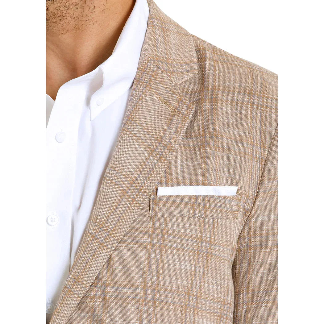 Rock & Roll Men's Graph Plaid Yarn Dye Sport Coat - Tan