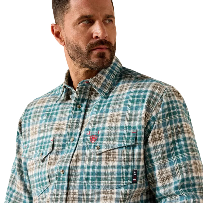 Ariat Men's FR Cobb Long Sleeve Snap Work Shirt - Teal