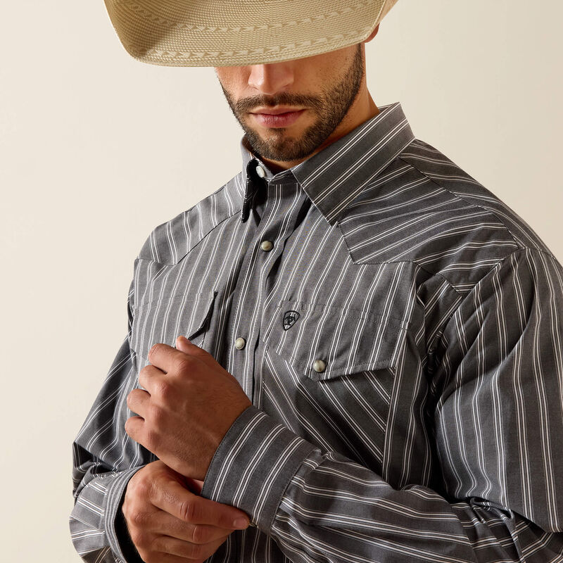 Ariat Men's Pro Theron Long Sleeve Snap Shirt- Gray Stripe - Irvine Tack & Western Wear