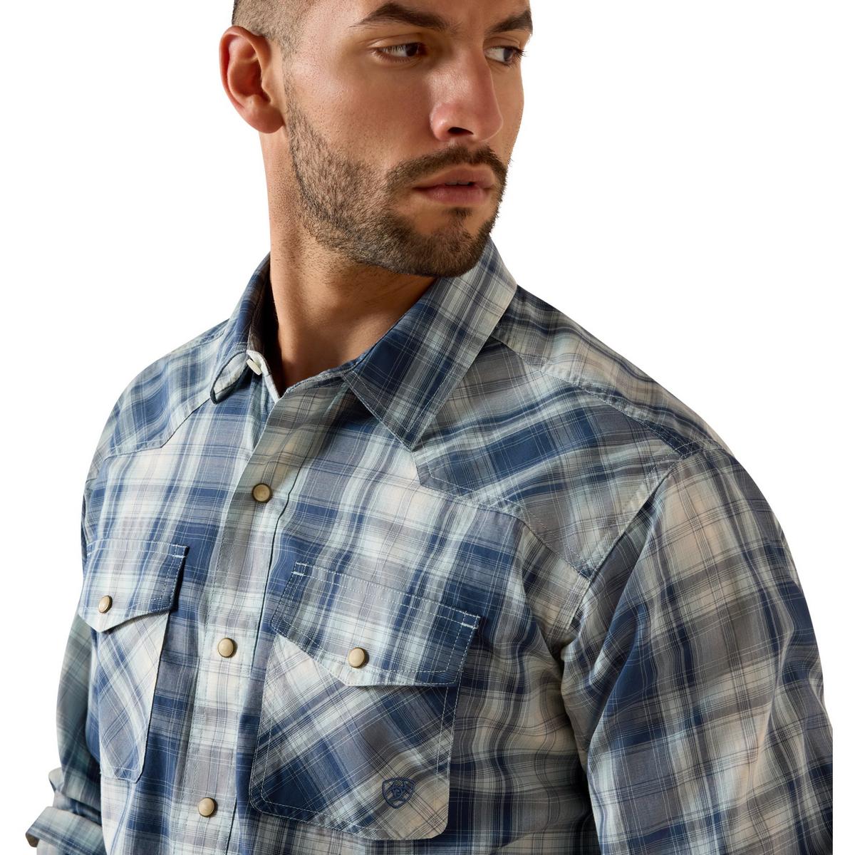 Ariat Men's Retro Heathcliff Fitted Long Sleeve Snap Shirt - Key Largo Plaid