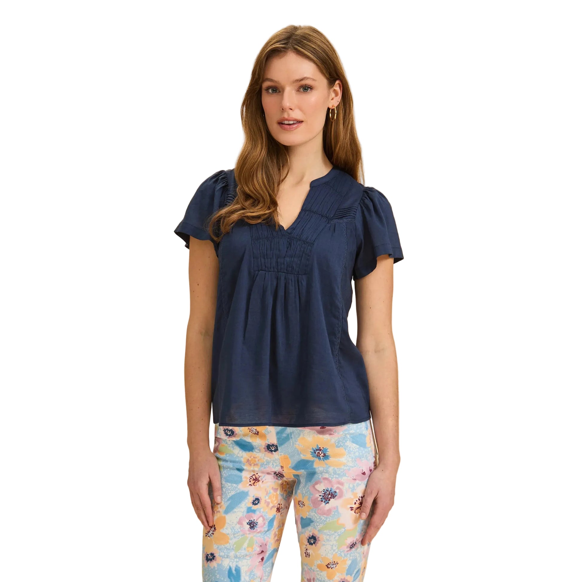 FDJ Women's Flutter Sleeve V-Neck Blouse - Navy - Irvine Tack & Western Wear