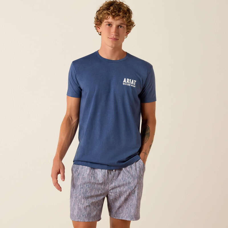 Ariat Men's Outline Shop Short Sleeve Tee Shirt - Navy Heather - Irvine Tack & Western Wear