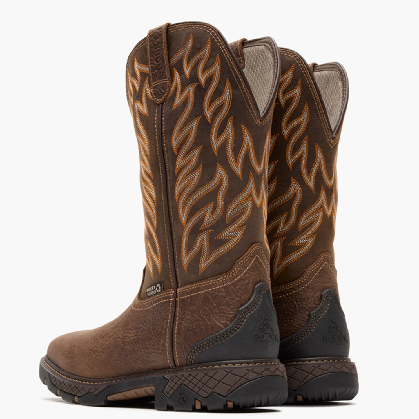 Rocky Men's 12" Ironhawk Waterproof Pull On Western Boot - Tobacco