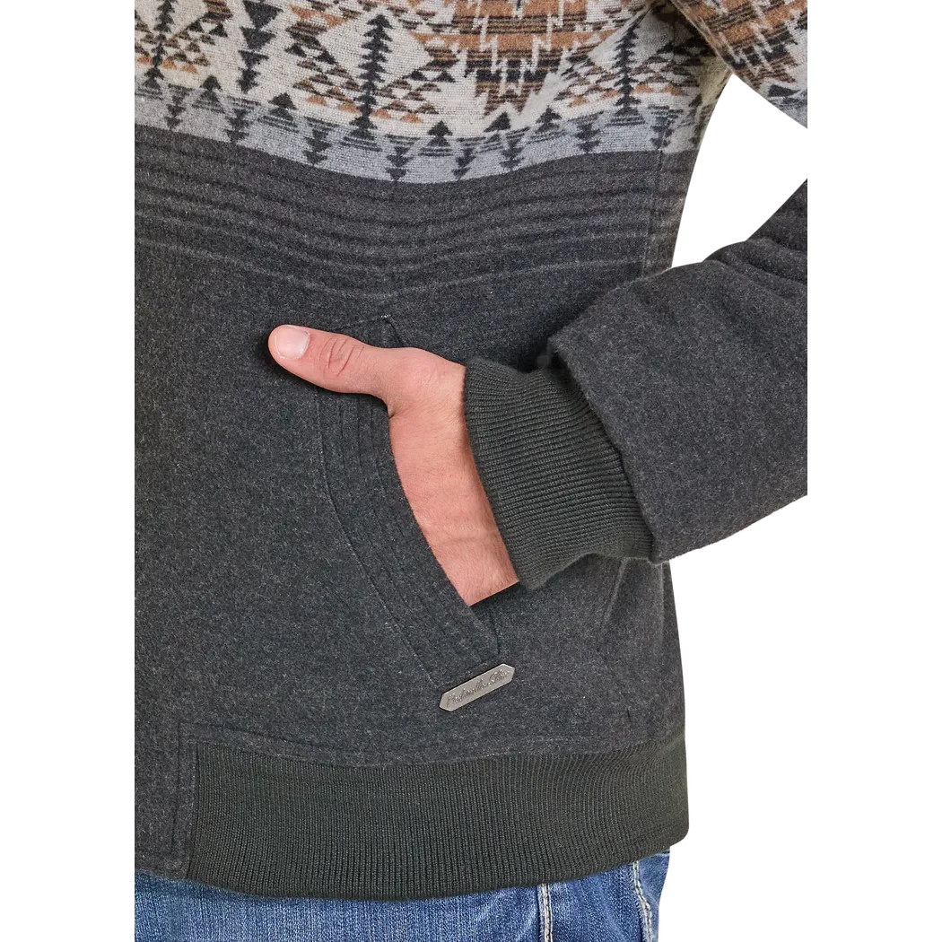 Panhandle Slim Men's Pueblo Aztec Border Jacquard Bomber Jacket - Black