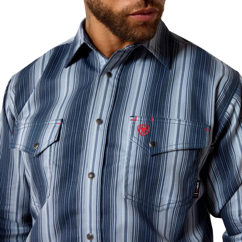 Ariat Men's FR Carlton Long Sleeve Snap Work Shirt - Navy