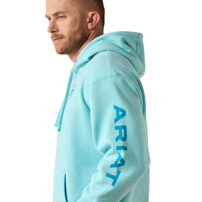 Ariat Men's Logo Long Sleeve Hoodie - Aqua Heather - Irvine Tack & Western Wear