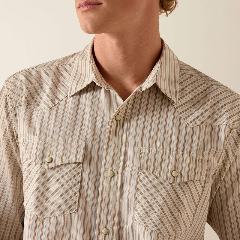 Ariat Men's Retro Hesper Fitted Long Sleeve Snap Shirt - Sandshill Stripe