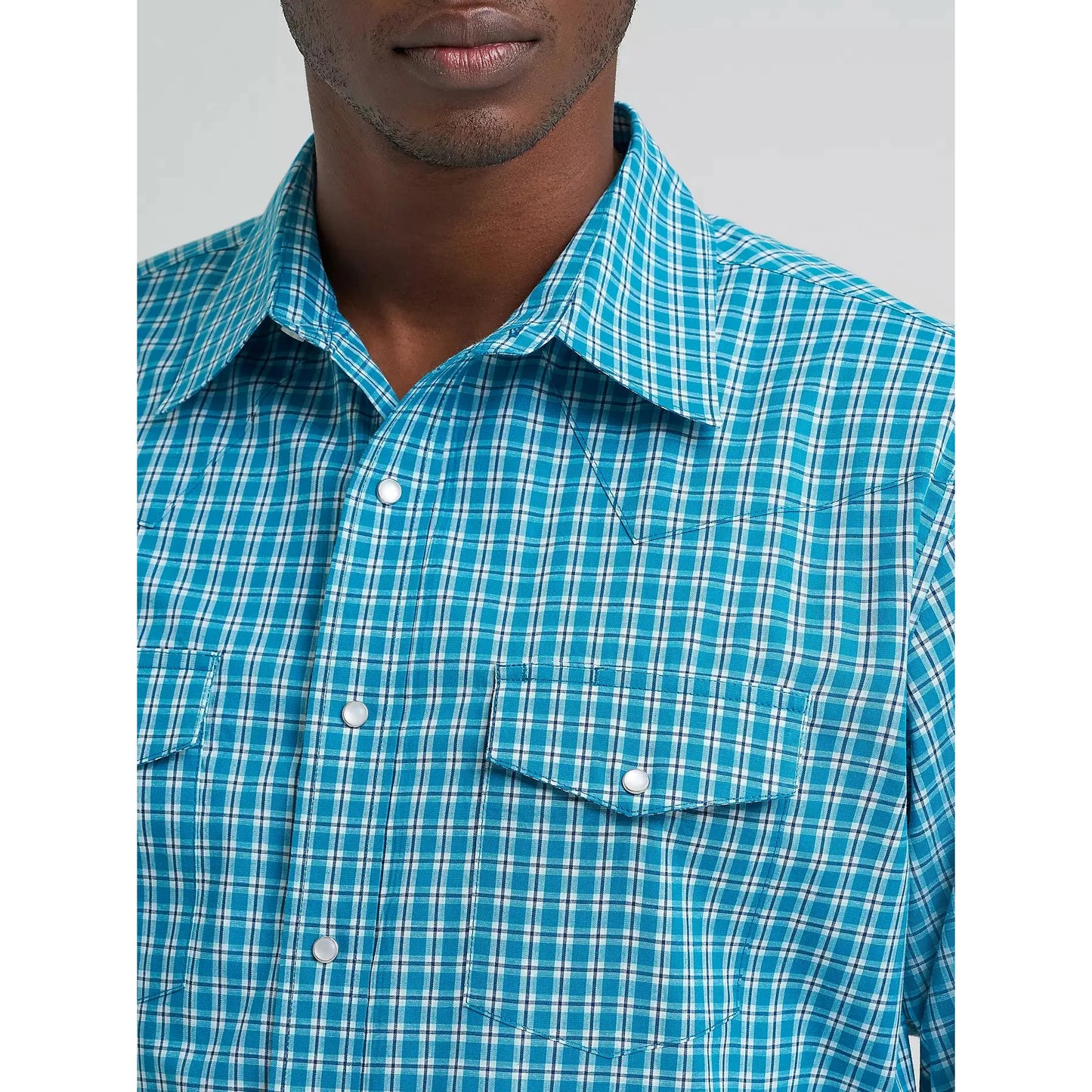 Wrangler Men's Wrinkle Resistant Long Sleeve Western Snap Plaid Shirt - Rich Teal